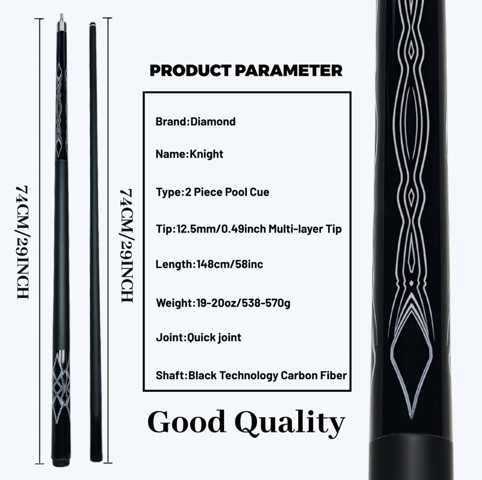 BP01 – Carbon Fiber Knight Edition Pool Cue (12.5mm)
